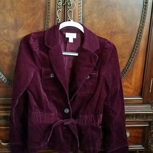 Small wale burgandy corduroy jacket with tie